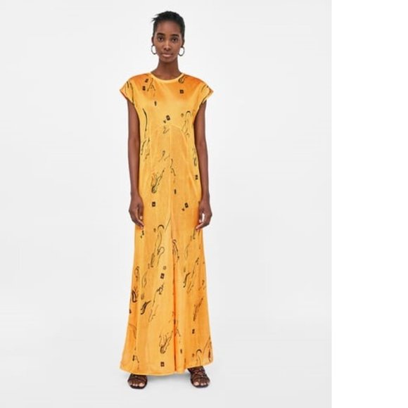 Zara canary yellow maxi printed dress, S - Picture 11 of 14